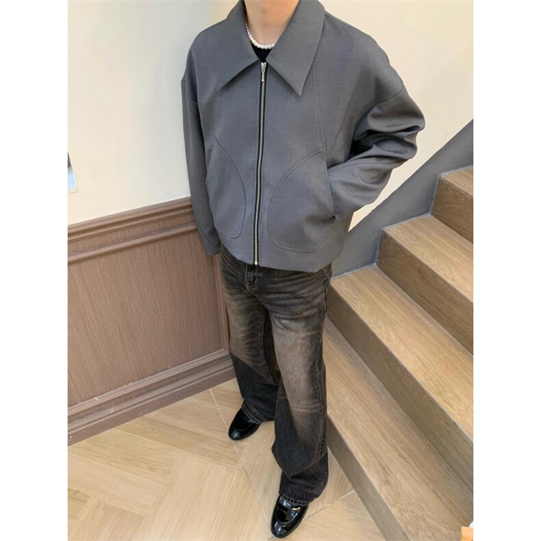 【有货】Boxy短款水墨花垫肩外套男高级感美式夹克HT112CC-P75,男装夹克,星座1007（原301D）