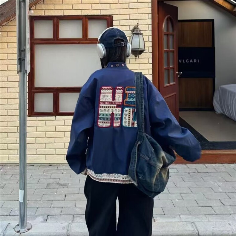 潮牌刺绣字母夹克男士秋冬季新款百搭宽松长袖情侣夹克HH187P74,男装夹克,星座1013-5