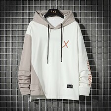 7XL~M外贸2023秋季新款连帽拼接撞色卫衣外套男大码胖子控价78，男装卫衣，钱塘717(原712)