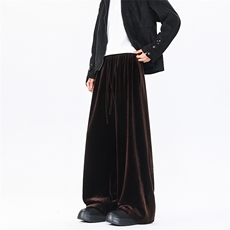 8XL-M加绒美拉德宽松金丝绒阔腿裤垂感拖地裤K993P55加绒65控78，男装卫衣，电商D206-1