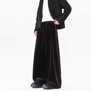 8XL-M 加绒美拉德宽松金丝绒阔腿裤垂感拖地裤K993P55加绒65控78图片