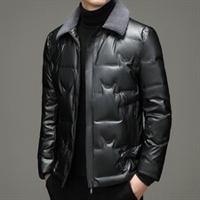 白鸭绒羽绒服男羊毛领冬季中年男翻领冬装外套爸爸装ZL02169-P215，男装羽绒服，电商B212（原钱塘6029）