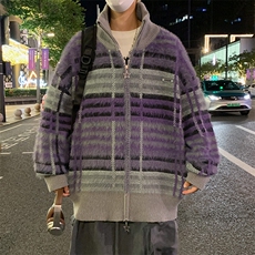 条纹毛衣日系慵懒复古男士针织衫秋冬季新款外套高级感线衣服，男装针织衫/毛衣，星座716-2