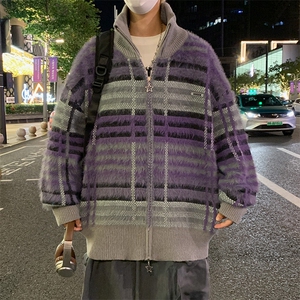 条纹毛衣日系慵懒复古男士针织衫秋冬季新款外套高级感线衣服图片