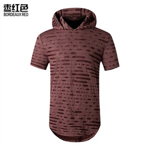 男士潮人嘻哈破洞长款连帽圆领T恤H33P25，男装卫衣，星座1314