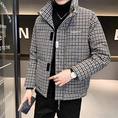 格子羽绒服男冬季2025新款加厚保暖外套特批A313-D21321-P165，男装羽绒服，电商A313