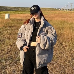 美式灯芯绒刺绣棉衣加绒加厚棉服男款潮牌棉袄宽松冬季外套图片