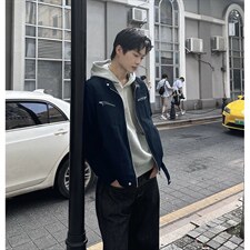 26春装高品质老钱风立领夹克外套男女美式潮牌拉链工装风宽松上衣，男装夹克，电商A486