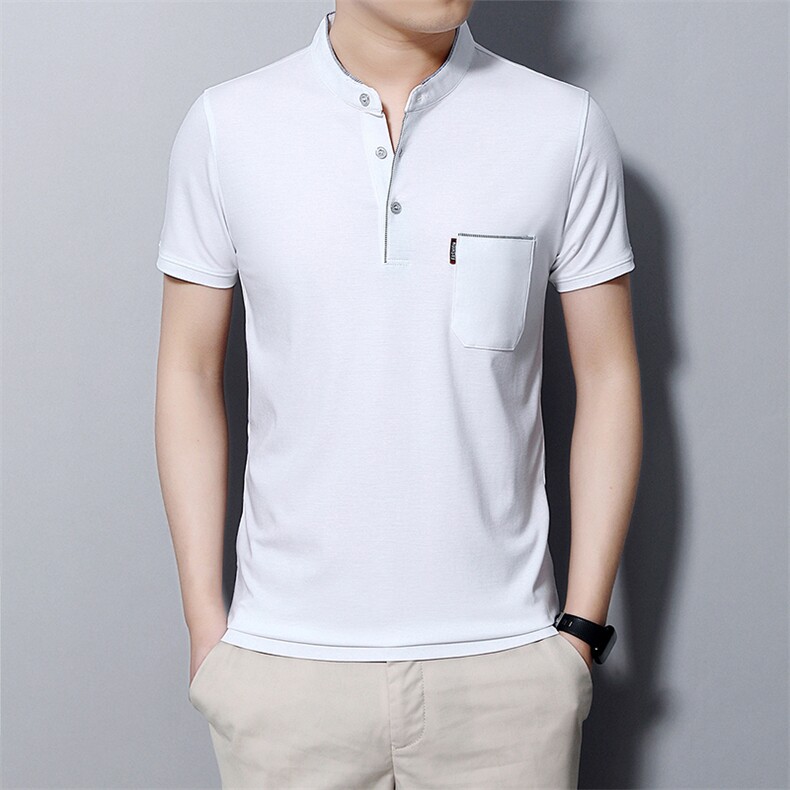 夏季新款男士翻领短袖t恤中年有领男装上衣服休闲POLO衫图片