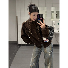【有货】DJK9233-特批88美式拼接设计仿鹿皮高级感夹克男女外套，男装夹克，星座603-2