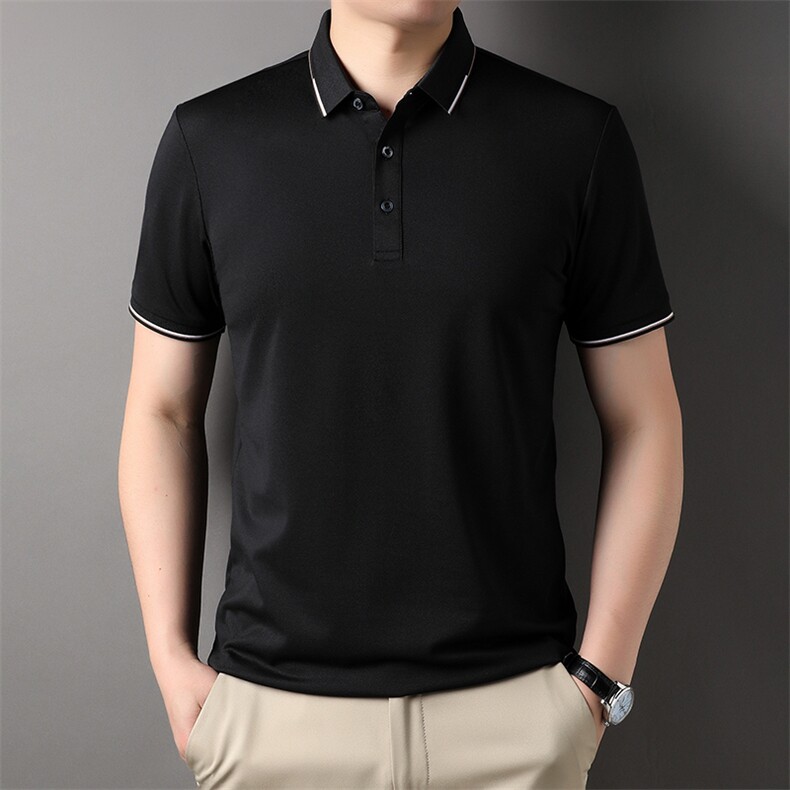 AL8635钱塘2020-3夏季新款男士纯色翻领上衣简约休闲短袖T恤P43,男装T恤,钱塘207-3