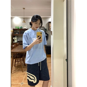 鲨鱼嘴贴布短裤美式高街五分裤男女2026夏季度假穿搭新款运动裤子图片