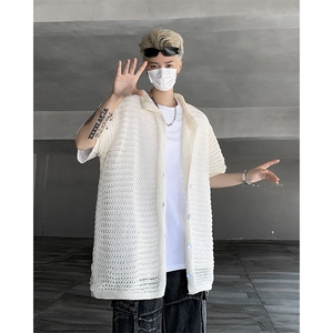 2024夏季新款潮牌复古短袖衬衫男宽松百搭休闲衬衣 现货W8220-P40图片