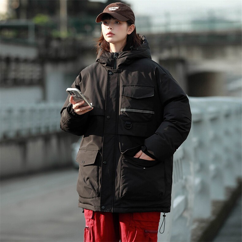 冬上新加棉保暖棉服潮中性风连帽棉衣外套男女 8323-P125控价168图片