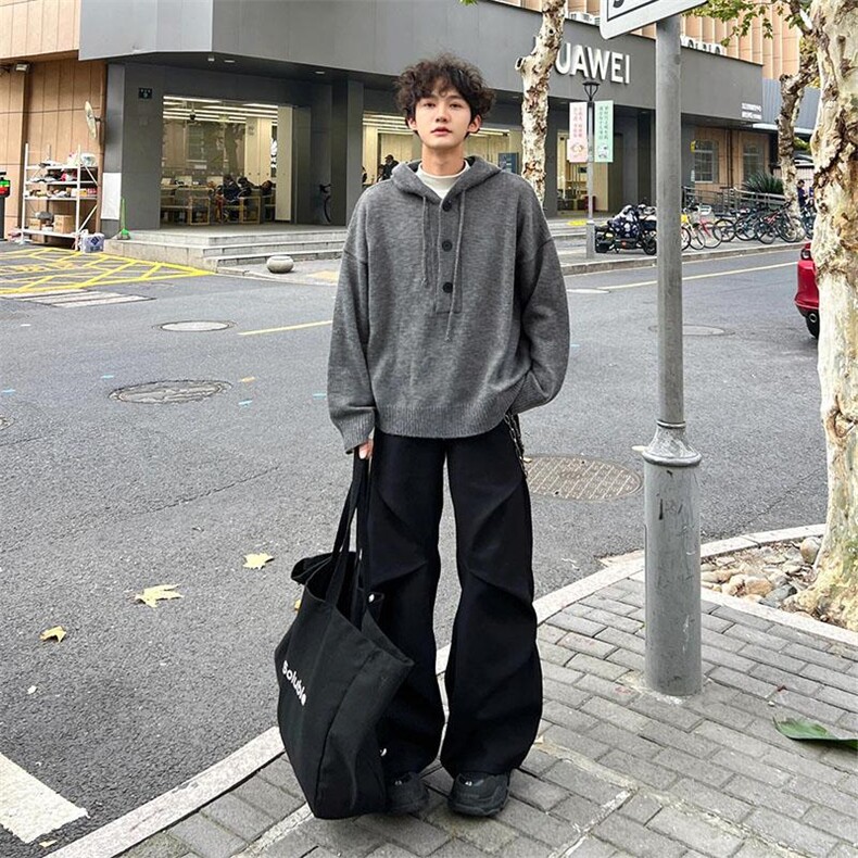 重磅秋冬装北极绒开衫毛衣美式复古休闲慵懒风针织衫加厚连帽外套图片