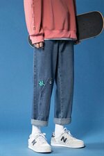 牛仔裤男潮牌秋冬韩版潮ins老爹裤复古宽松阔腿牛仔裤，男装休闲裤，电商A102B
