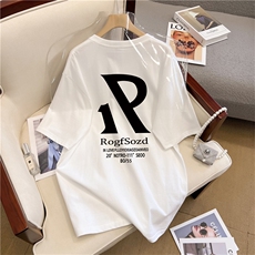 T0681-P30日系简约字母设计小众纯棉短袖夏季潮牌宽松百搭T，男装T恤，星座617A-2