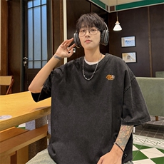 240g重磅美式炒雪花水洗做旧短袖t恤SXT502-特P25，男装T恤，电商B371