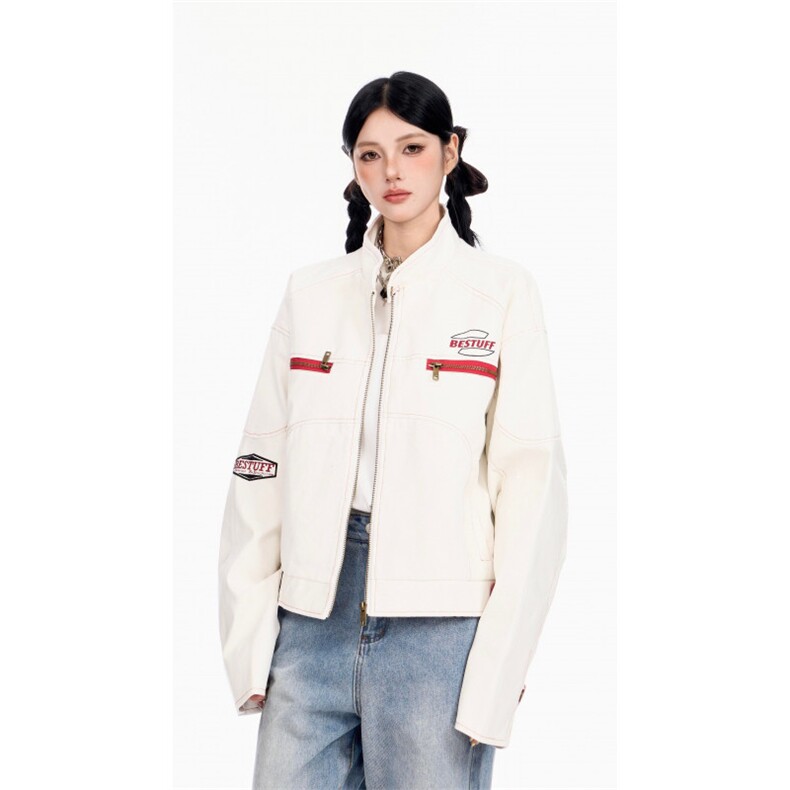 网络图现货美式高街皮衣机车服男女同款宽松潮牌夹克外套R966-P78图片