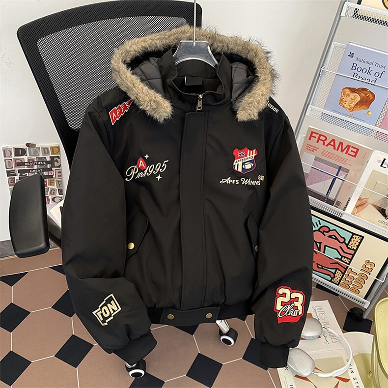 美式复古刺绣徽章座山雕棉衣外套男女加厚保暖夹克M0953-P90,男装夹克,星座308B-2