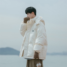 B225-W8379-P118-X148--纯色标签连帽加厚棉服-材质60%棉40%涤纶，男装棉衣，电商B225