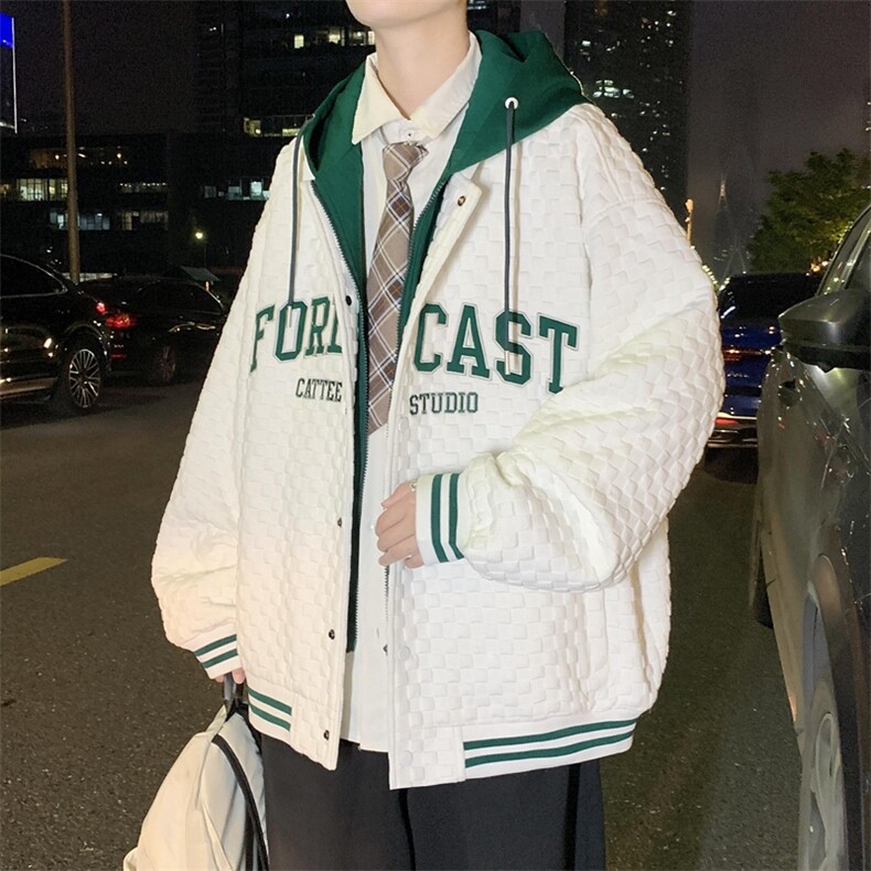 春季新款假两件连帽棒球服男休闲宽松bf风百搭外套JK0272-P95图片