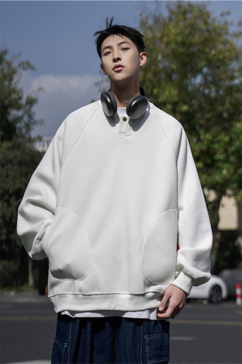 City boy高街440克圆领纯色卫衣秋冬潮男棉套头外套BW001-P70控98图片
