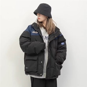 工装棉服男女款宽松百搭立领拼接面包服冬装新款情侣棉衣图片
