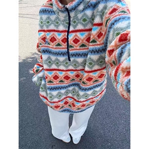高品 户外情侣费尔岛半拉链抓绒衣摇粒绒保暖卫衣男女 A1266-P78图片