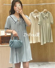 夏季新款甜美学院风连衣裙，女装连衣裙，知否