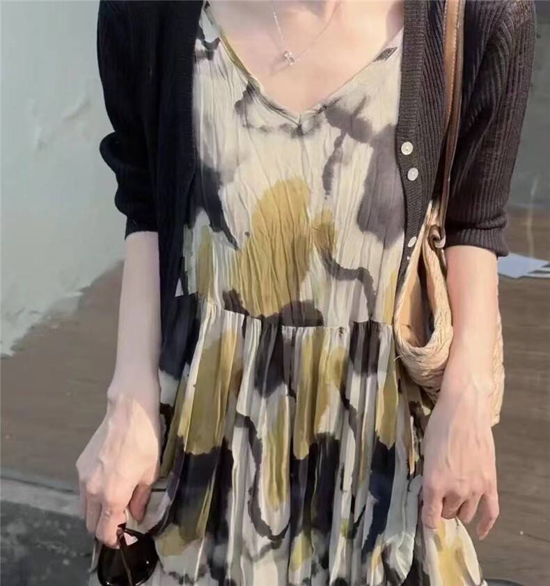 高级感连衣裙女夏季新款气质法式中长裙显瘦优雅女装a字裙子,女装连衣裙,斯尔特羊绒