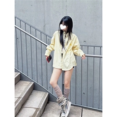 2025美式黄条纹刺绣衬衫女大码春季宽松休闲衬衣显瘦外套，男装衬衫，星座506A
