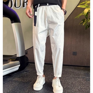 夏季男款白色裤子潮牌小脚九分裤春秋薄款男裤2025新款速干休闲裤图片