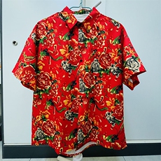 D1男女中性风东北大花短袖衬衫衬衣外套民族风汉服团队服，男装T恤，星座115A-1
