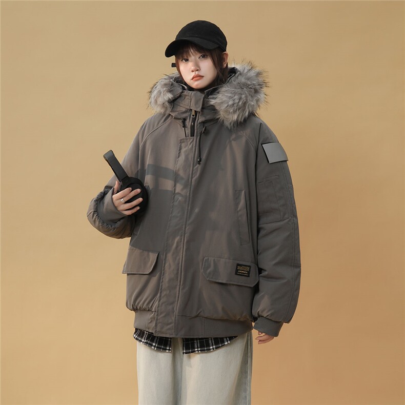 中性风连帽可脱卸毛领工装棉衣男大码潮流棉衣男MY77917P138控198，女装棉衣/棉服，星座226-1