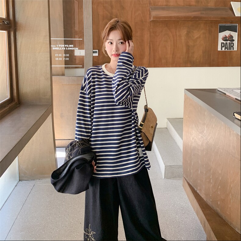 老钱风穿搭牛仔刺绣马甲套装女秋季2025新款条纹打底阔腿裤三件套,女装套装/套裙,2C112