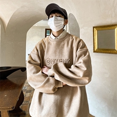 春季季麂皮绒卫衣百搭宽松潮流潮牌长袖上衣外套-JK23101-P45控69，男装卫衣，星座605(原A050)