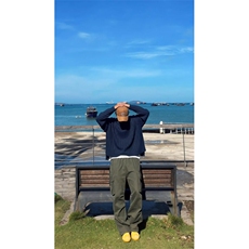 少年感cleanfit纯色编织毛衣男春秋新款宽松圆领长袖拼接针织衫潮，男装针织衫/毛衣，星座506A