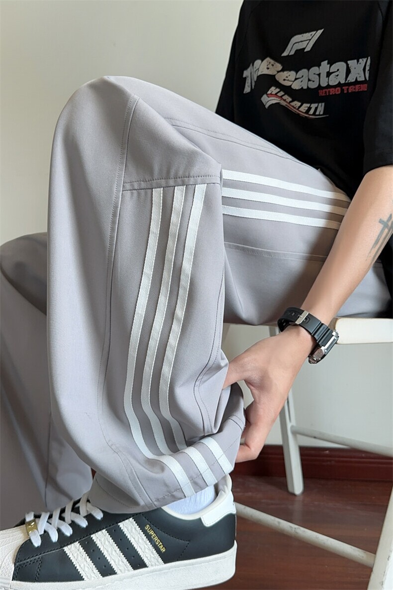 ！2026夏季新款男士冰丝长裤织带运动直筒裤WK2095特P28控69,男装休闲裤,电商B220