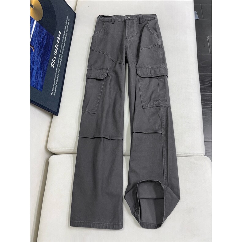 B221 美式ins高街筒洗褪多口袋工装休闲牛仔裤 LK26648-特P55控98图片