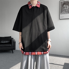 短袖男夏季新款港风宽松假两件体恤上衣DX3302-P32，男装T恤，星座214-3