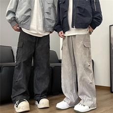 网图美式复古扎染多口袋工装裤男潮流宽松直筒休闲长裤K2639-P55，男装工装外套，星座1213