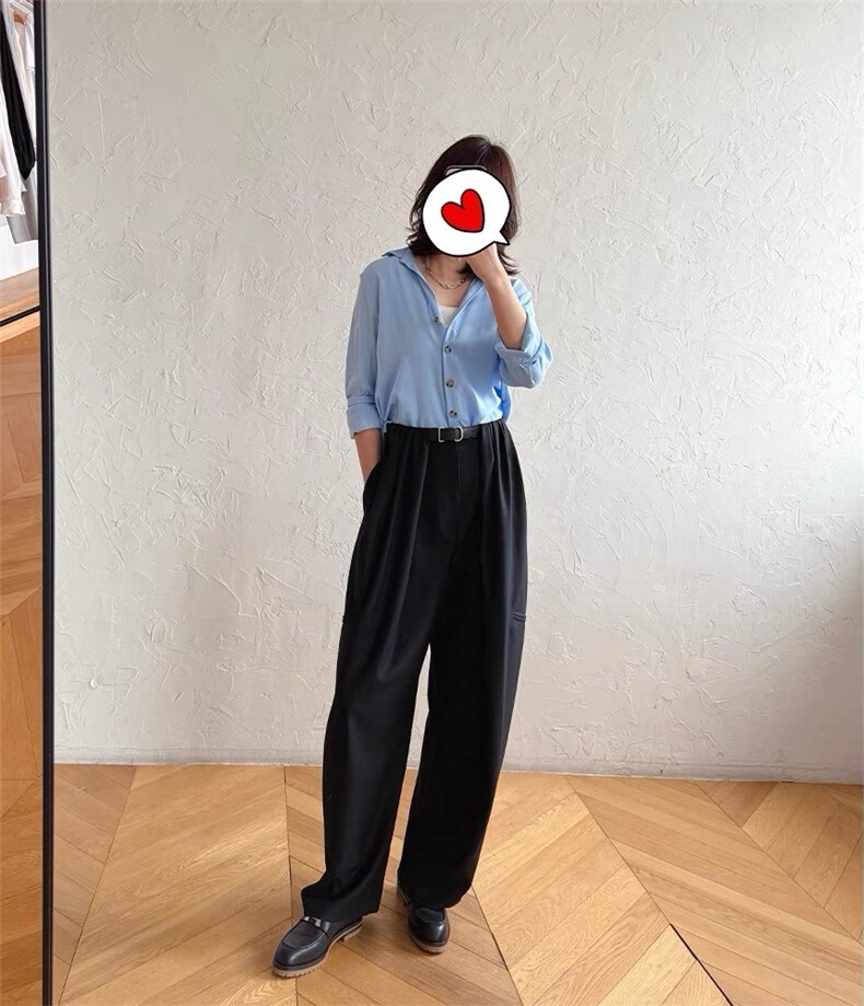 25春新款立体褶遮肉时髦设计感阔腿裤,女装休闲裤,湘姗