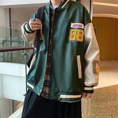 复古卡通刺绣棒球服皮夹克外套A68P65，男装夹克，星座1116-2