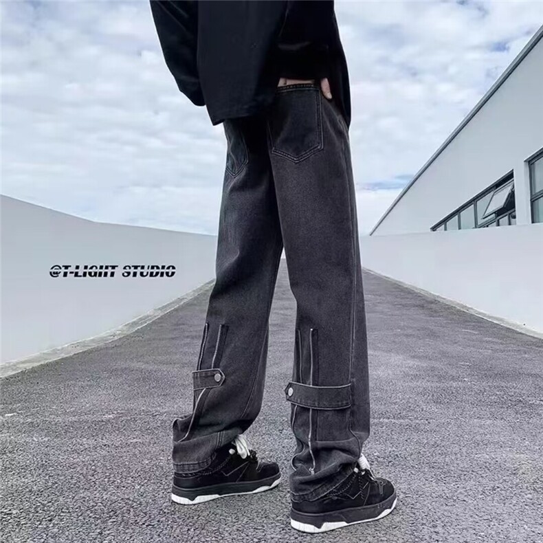 牛仔裤男复古潮牌美式微喇高街直筒阔腿裤子310A-4-NZ70-P50,男装牛仔裤,星座310A-4