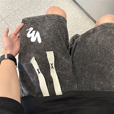 2023夏季高级感短裤男复古宽松直筒潮流高街休闲裤子XD22991-P45，男装休闲裤，电商A042