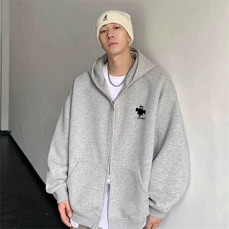 抖音得物高品质350克秋冬双头双拉链卫衣开衫外套AW7403,女装短外套,电商A443