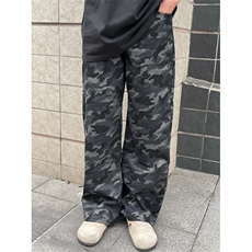 水洗做旧迷彩高街阔腿牛仔裤直筒宽松拖地工装裤K83056-P42网络图，男装牛仔裤，电商B245