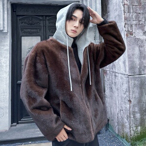 棉衣水貂毛连帽棉服外套男款冬季高级感短款皮毛一体棉袄MY816图片