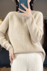 25秋冬新款V领羊毛衫女韩版慵懒风加厚毛衣纯羊绒针织长袖打底衫，女装羊毛衫，鸿陌羊绒